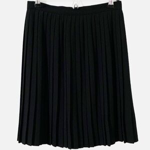 Vintage Imagio Structured Pleated Unlined Black Midi Skirt Back Zipper A-line 🖤